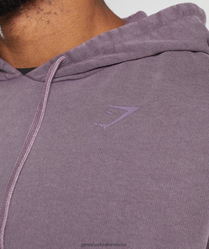 Gymshark sudadera con capucha lavada a presión lila almizclera hombres 04BZTL788 - Gymshark Sale
