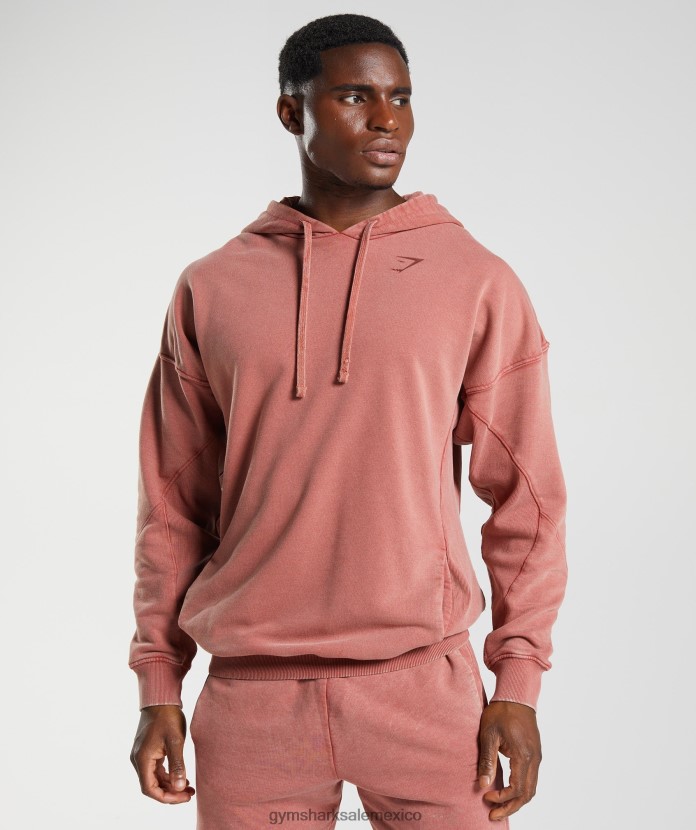 Gymshark sudadera con capucha lavada a presión rosa marrón hombres 04BZTL792 - Gymshark Mexico