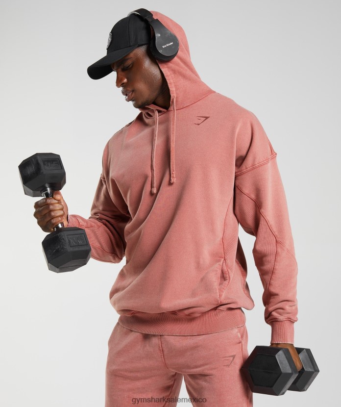Gymshark sudadera con capucha lavada a presión rosa marrón hombres 04BZTL792 - Gymshark Mexico