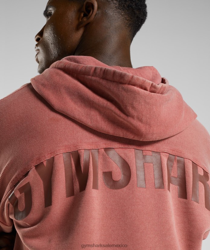 Gymshark sudadera con capucha lavada a presión rosa marrón hombres 04BZTL792 - Gymshark Mexico