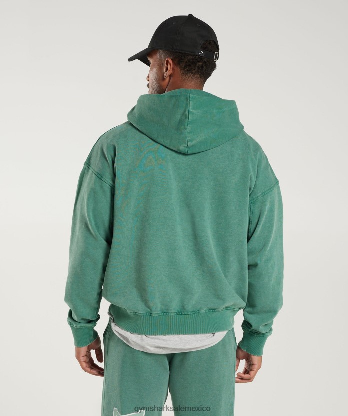 Gymshark sudadera con capucha universitaria tinta verde azulado/lavado ácido hombres 04BZTL875 - Gymshark Hombre
