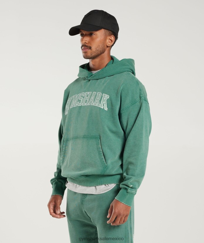 Gymshark sudadera con capucha universitaria tinta verde azulado/lavado ácido hombres 04BZTL875 - Gymshark Hombre