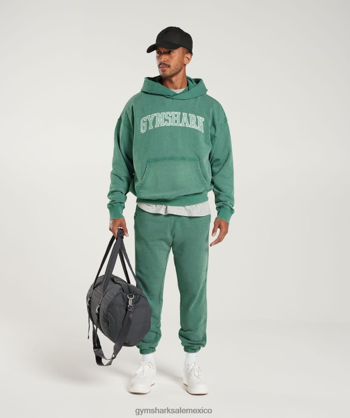 Gymshark sudadera con capucha universitaria tinta verde azulado/lavado ácido hombres 04BZTL875 - Gymshark Hombre