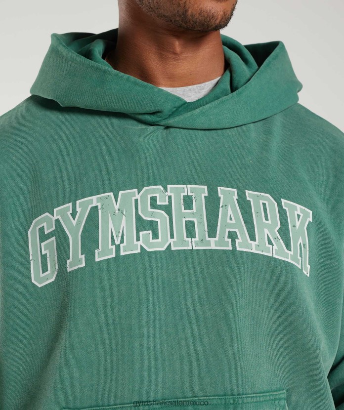 Gymshark sudadera con capucha universitaria tinta verde azulado/lavado ácido hombres 04BZTL875 - Gymshark Hombre