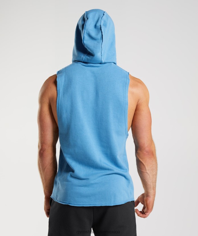 Gymshark sudadera con capucha y brazos caídos Legacy azul costero hombres 04BZTL829 - Gymshark México