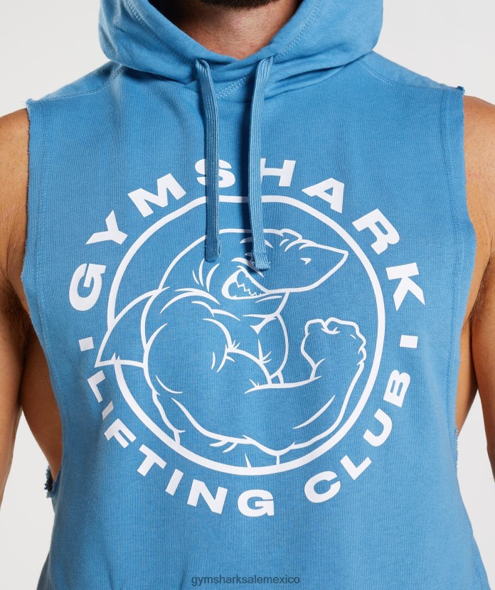 Gymshark sudadera con capucha y brazos caídos Legacy azul costero hombres 04BZTL829 - Gymshark México
