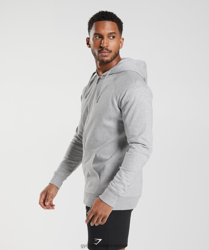 Gymshark sudadera con capucha y cremallera con escudo marga gris claro hombres 04BZTL794 - Gymshark México