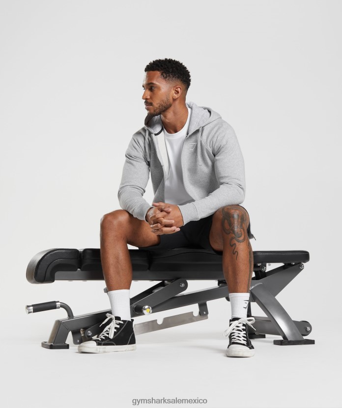 Gymshark sudadera con capucha y cremallera con escudo marga gris claro hombres 04BZTL794 - Gymshark México