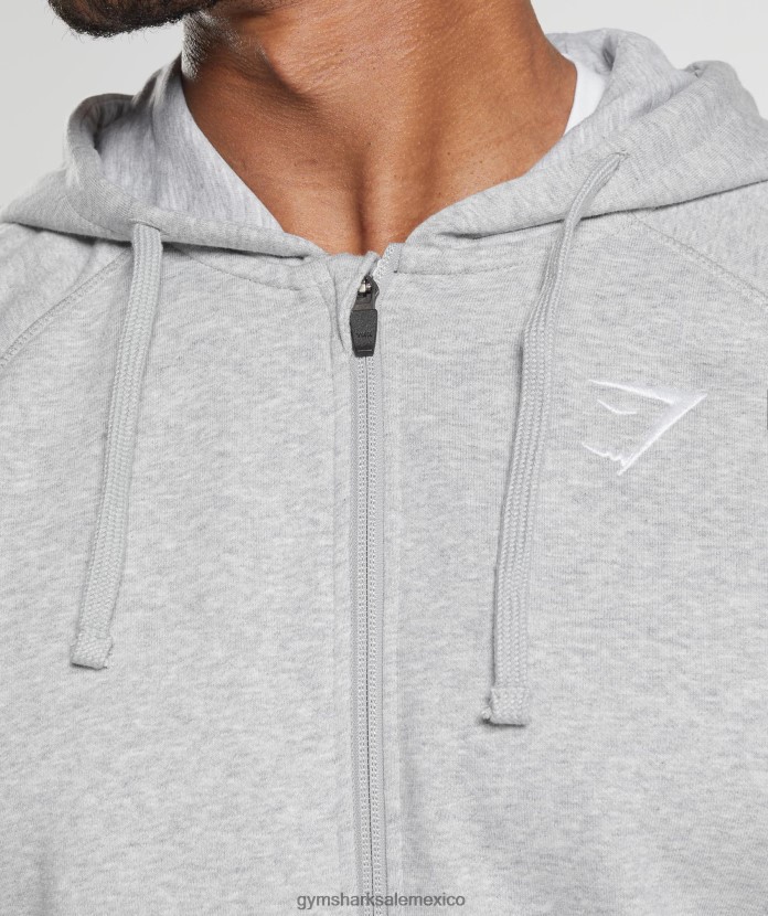 Gymshark sudadera con capucha y cremallera con escudo marga gris claro hombres 04BZTL794 - Gymshark México
