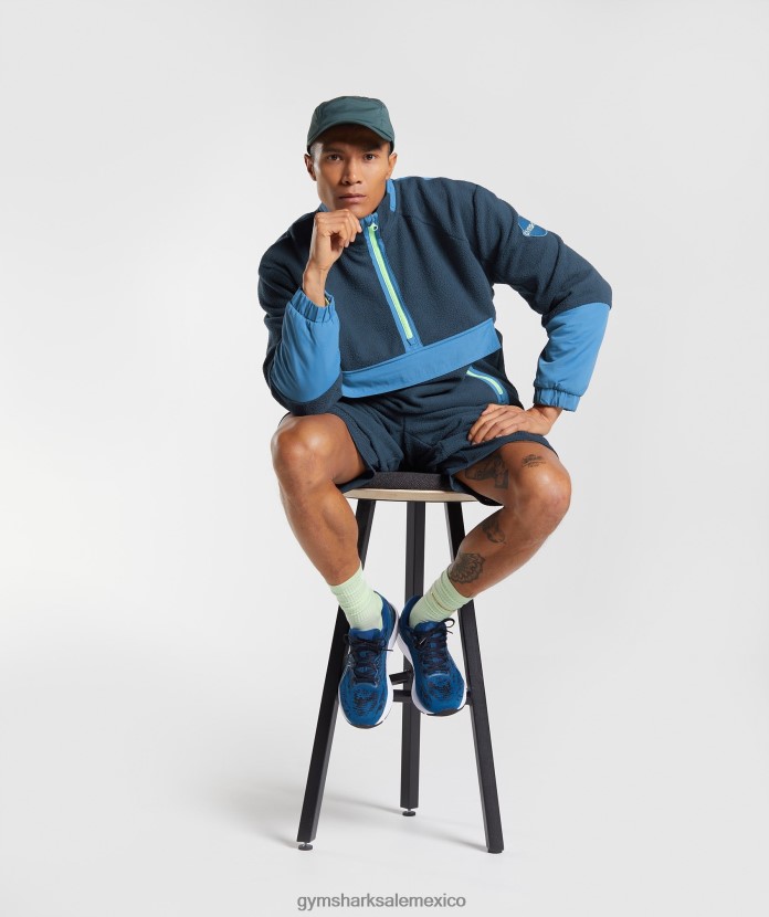 Gymshark vibes polar 1/4 cremallera azul marino/azul lago hombres 04BZTL809 - Gymshark México