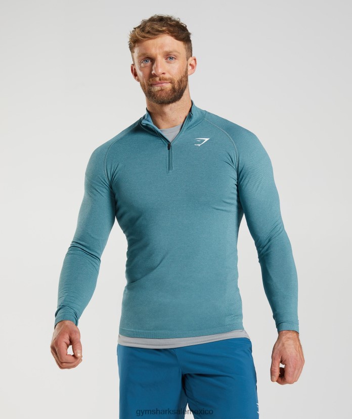 Gymshark vital 1/4 cremallera azul trueno/azul iceberg hombres 04BZTL857 - Gymshark Mexico
