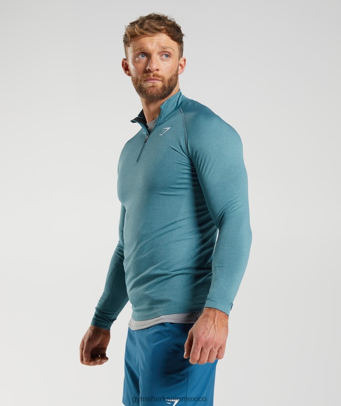 Gymshark vital 1/4 cremallera azul trueno/azul iceberg hombres 04BZTL857 - Gymshark Mexico