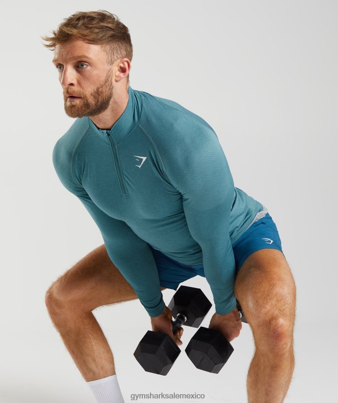 Gymshark vital 1/4 cremallera azul trueno/azul iceberg hombres 04BZTL857 - Gymshark Mexico