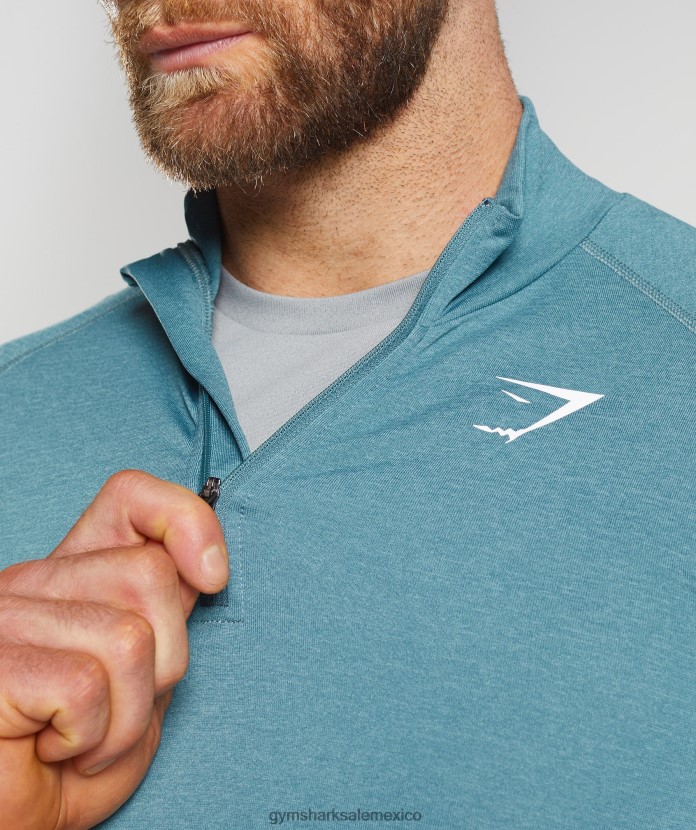 Gymshark vital 1/4 cremallera azul trueno/azul iceberg hombres 04BZTL857 - Gymshark Mexico