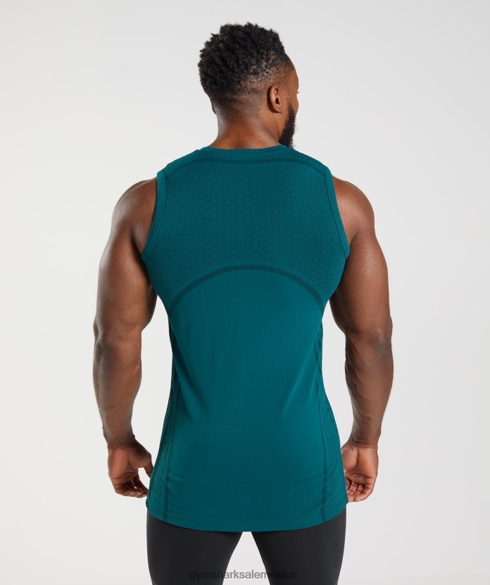 Gymshark 315 tanque sin costura verde azulado de invierno/negro hombres 04BZTL926 - Gymshark Mujer