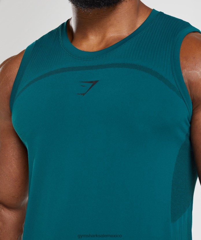 Gymshark 315 tanque sin costura verde azulado de invierno/negro hombres 04BZTL926 - Gymshark Mujer