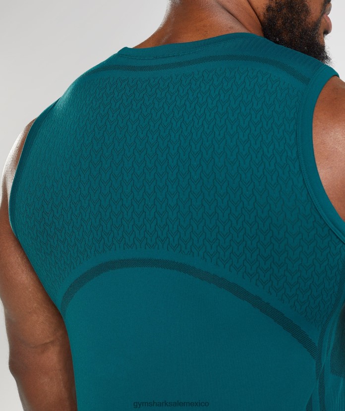 Gymshark 315 tanque sin costura verde azulado de invierno/negro hombres 04BZTL926 - Gymshark Mujer