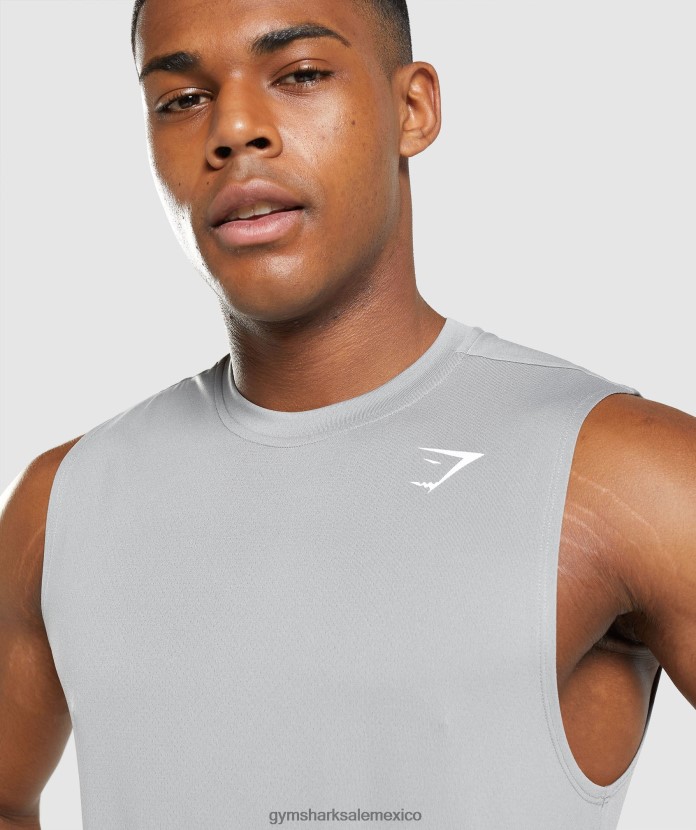 Gymshark camiseta sin mangas llegada gris ahumado hombres 04BZTL947 - Gymshark Mexico