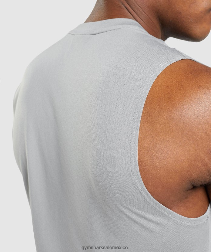Gymshark camiseta sin mangas llegada gris ahumado hombres 04BZTL947 - Gymshark Mexico