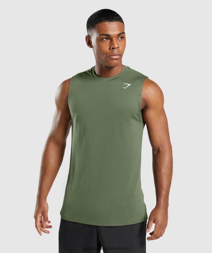 Gymshark camiseta sin mangas llegada núcleo de oliva hombres 04BZTL950 - Gymshark Hombre