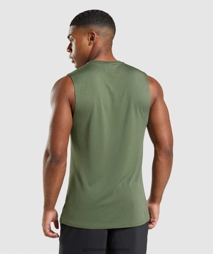 Gymshark camiseta sin mangas llegada núcleo de oliva hombres 04BZTL950 - Gymshark Hombre