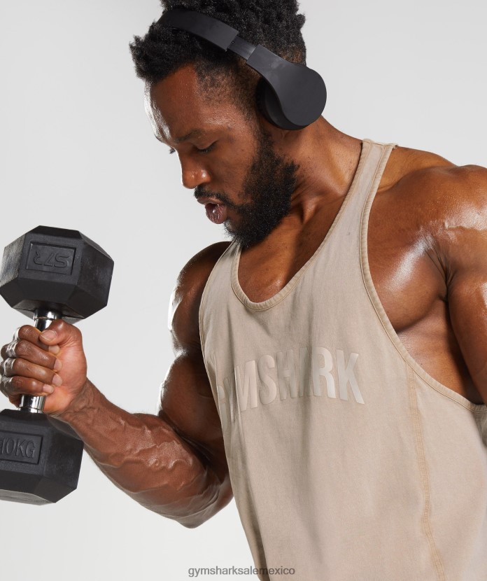 Gymshark larguero lavado a presión cemento marrón hombres 04BZTL1009 - Gymshark México