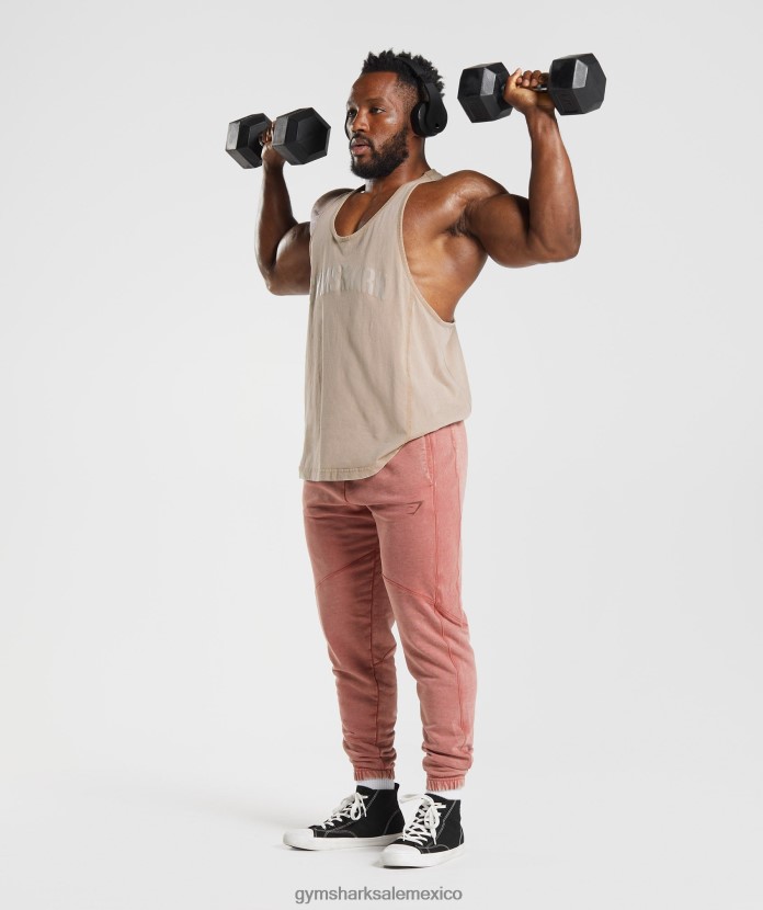 Gymshark larguero lavado a presión cemento marrón hombres 04BZTL1009 - Gymshark México