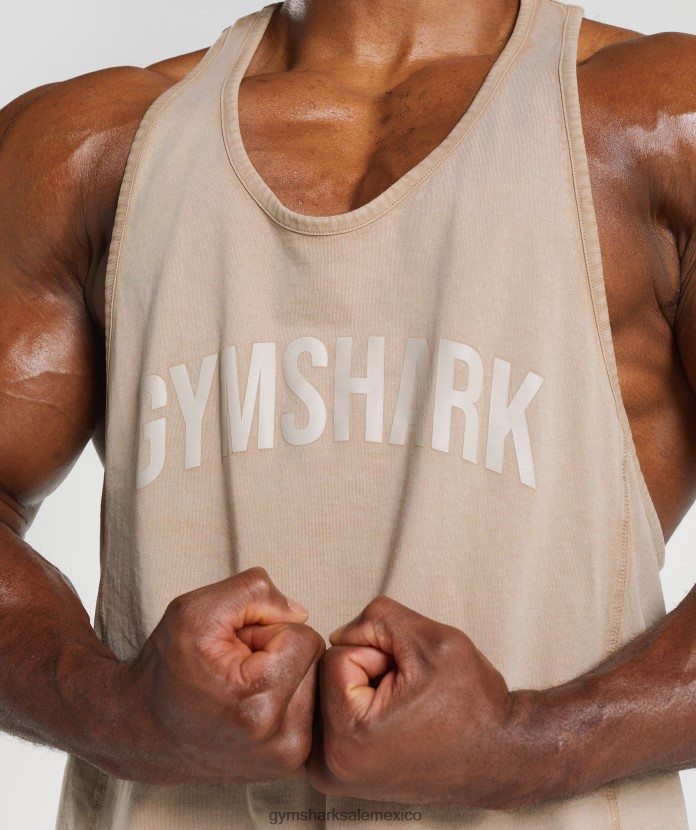 Gymshark larguero lavado a presión cemento marrón hombres 04BZTL1009 - Gymshark México