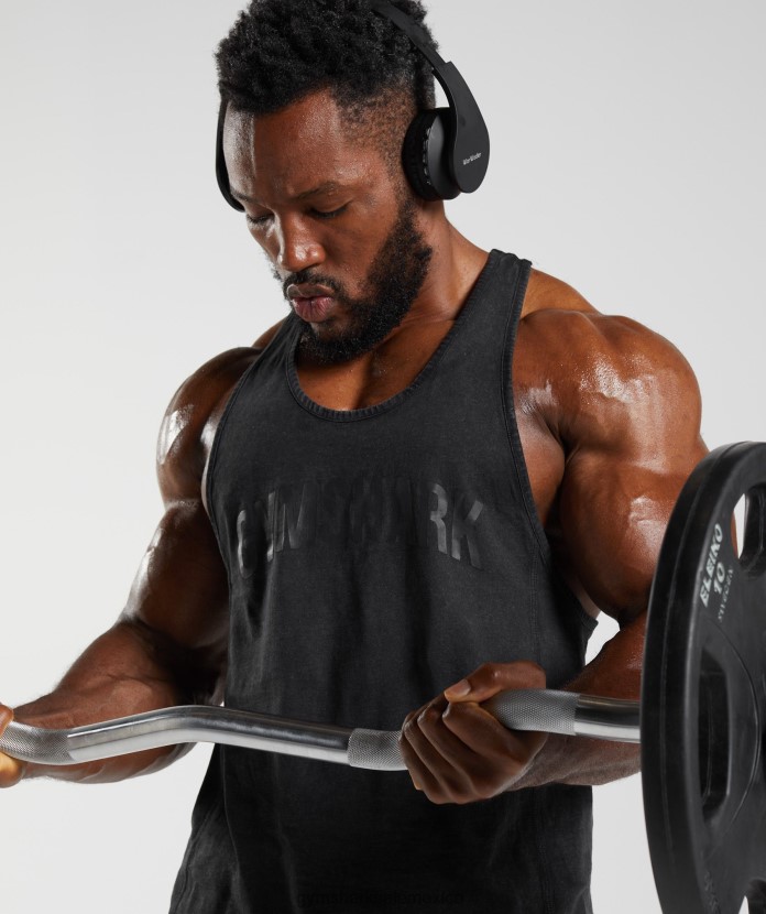 Gymshark larguero lavado a presión negro hombres 04BZTL977 - Gymshark Mexico