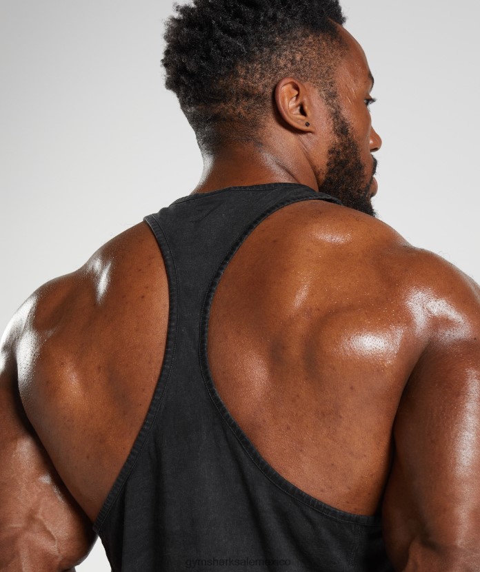 Gymshark larguero lavado a presión negro hombres 04BZTL977 - Gymshark Mexico