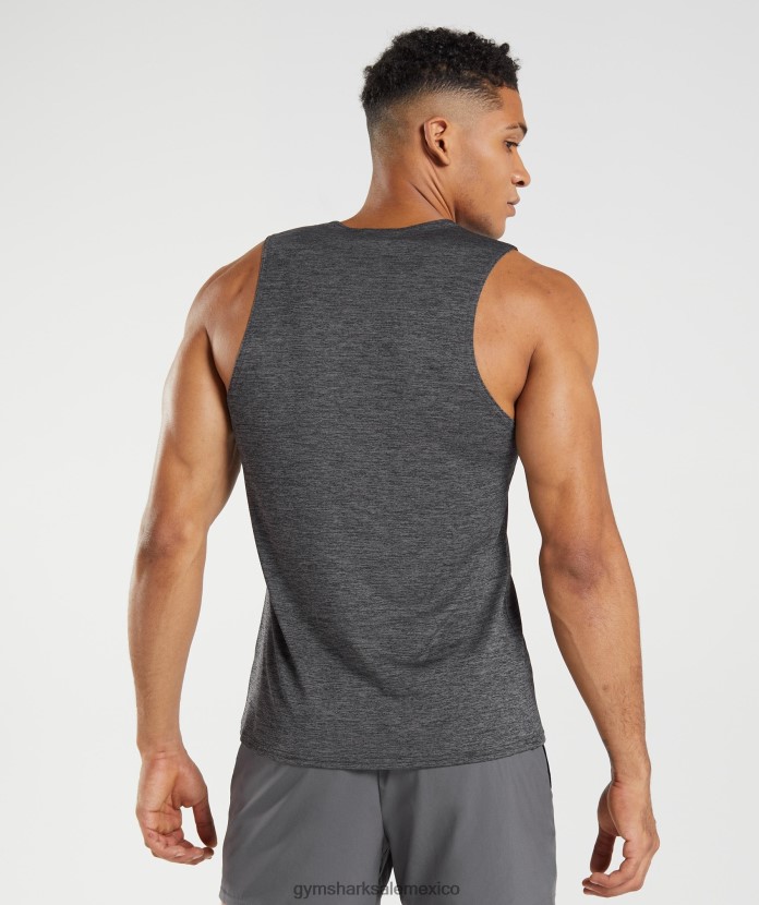 Gymshark llegada tanque de marga delgado negro/gris silueta jaspeado hombres 04BZTL895 - Gymshark Hombre