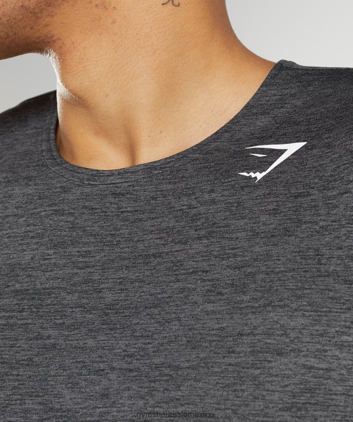 Gymshark llegada tanque de marga delgado negro/gris silueta jaspeado hombres 04BZTL895 - Gymshark Hombre