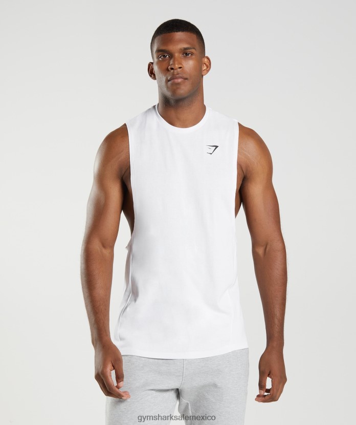 Gymshark reaccionar tanque de brazo abatible blanco hombres 04BZTL883 - Gymshark Sale