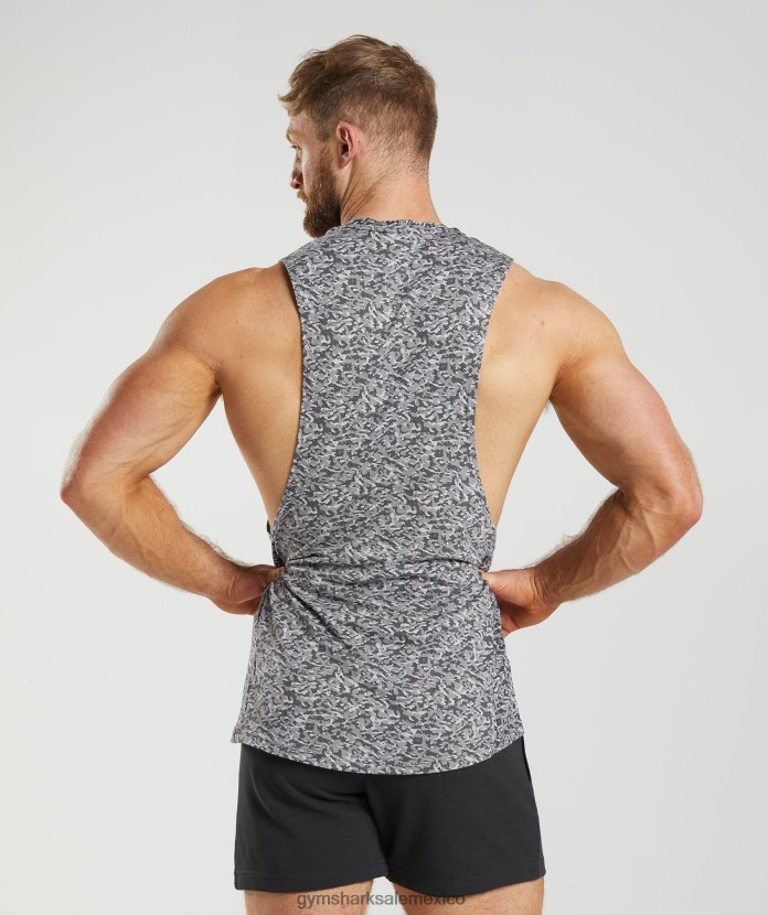 Gymshark reaccionar tanque de brazo abatible gris ónix hombres 04BZTL968 - Gymshark Sale