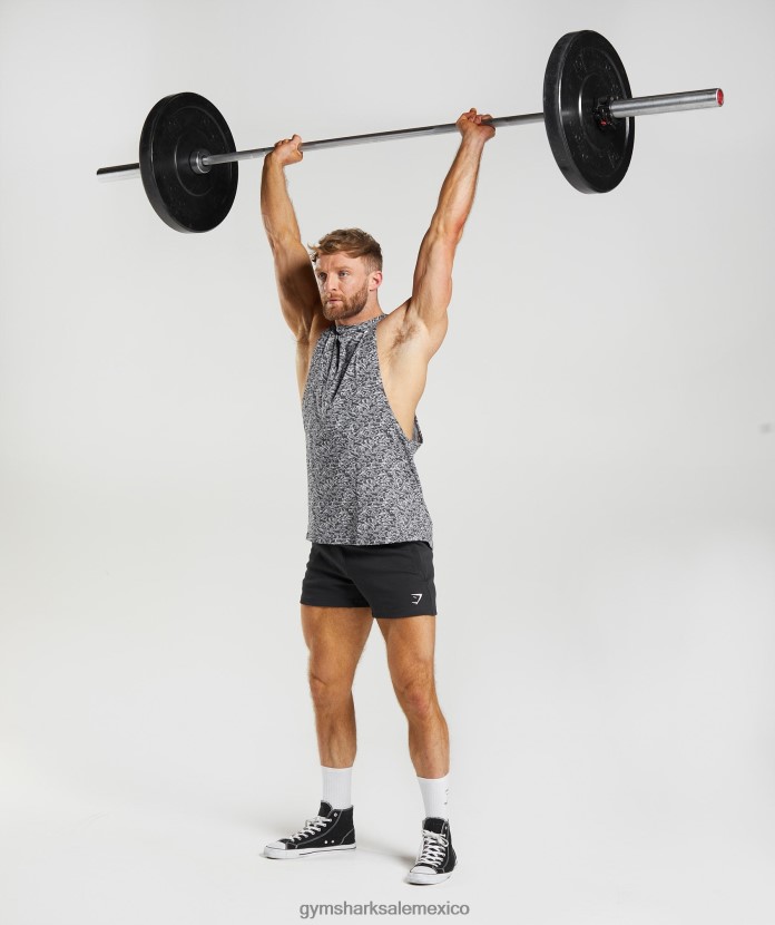 Gymshark reaccionar tanque de brazo abatible gris ónix hombres 04BZTL968 - Gymshark Sale