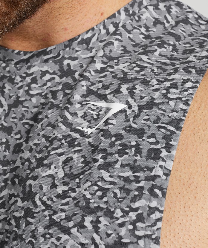 Gymshark reaccionar tanque de brazo abatible gris ónix hombres 04BZTL968 - Gymshark Sale
