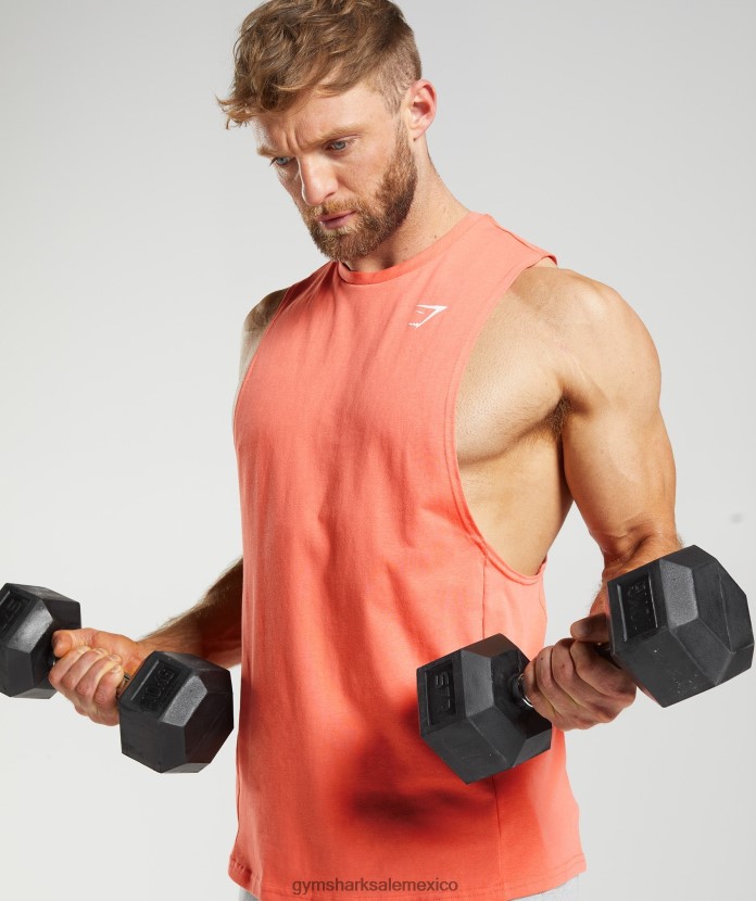 Gymshark reaccionar tanque de brazo abatible naranja aeroespacial hombres 04BZTL954 - Gymshark México