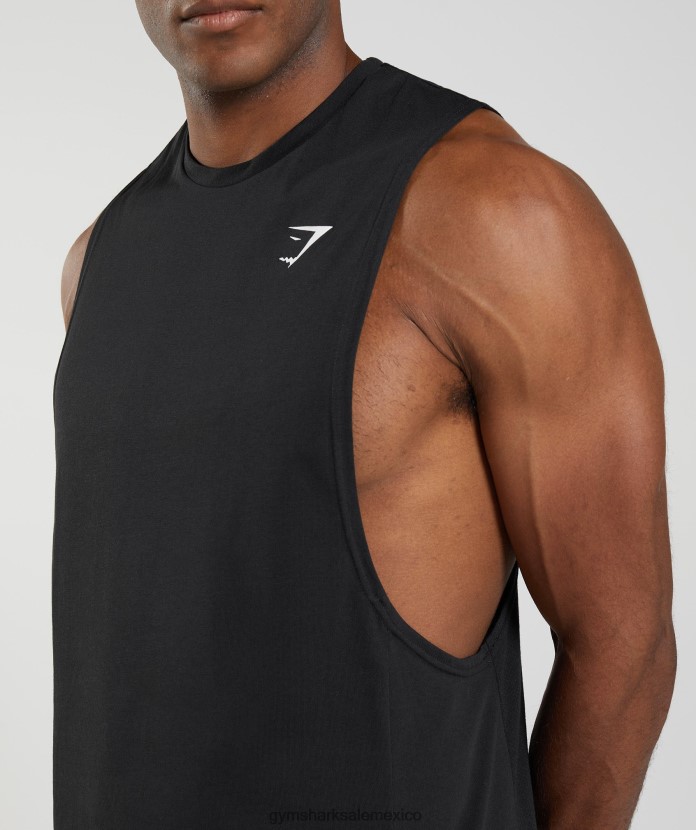 Gymshark reaccionar tanque de brazo abatible negro hombres 04BZTL885 - Gymshark Hombre