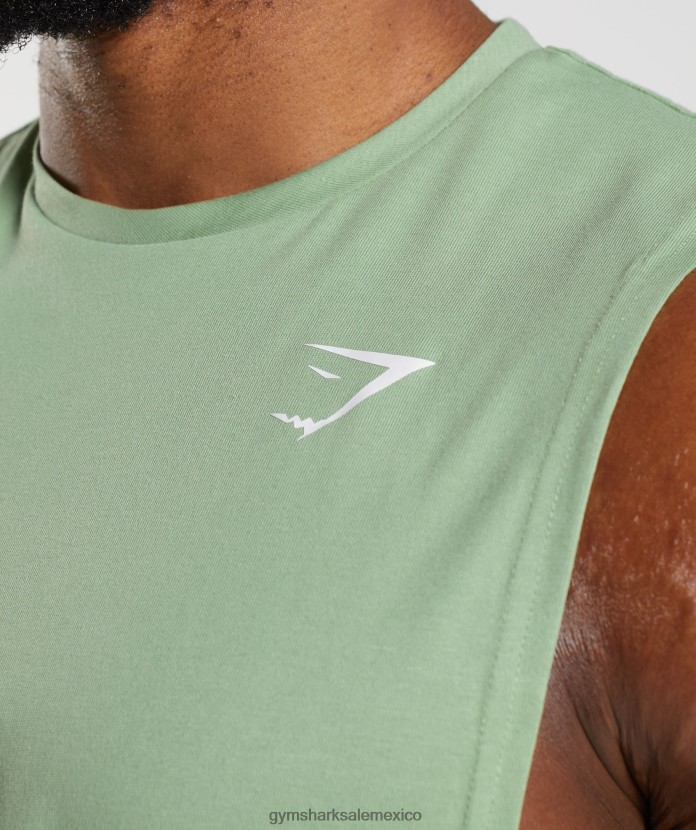 Gymshark reaccionar tanque de brazo abatible té verde hombres 04BZTL970 - Gymshark Hombre