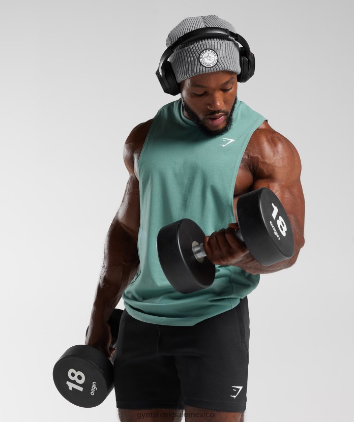 Gymshark reaccionar tanque de brazo abatible tinta verde azulado hombres 04BZTL973 - Gymshark Sale