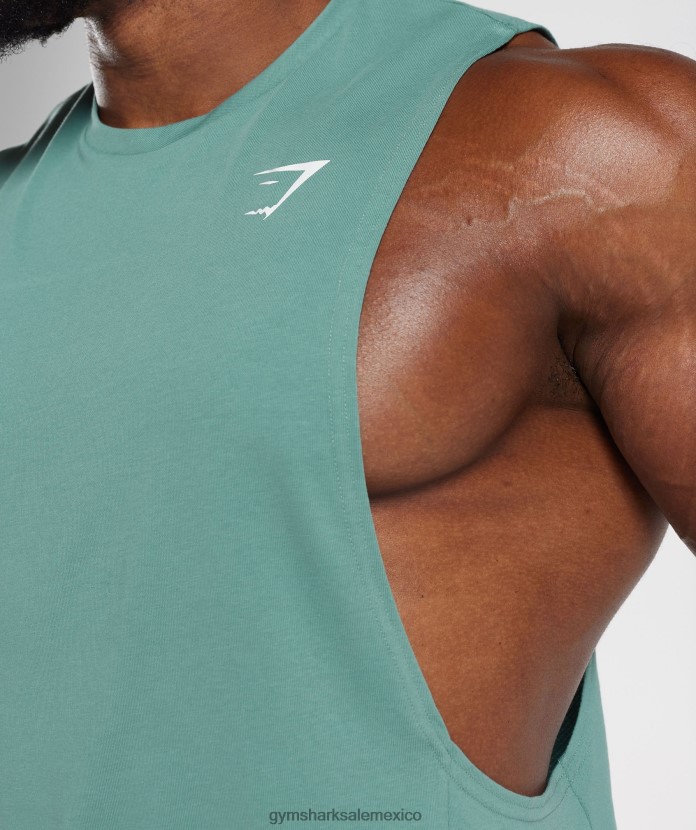 Gymshark reaccionar tanque de brazo abatible tinta verde azulado hombres 04BZTL973 - Gymshark Sale
