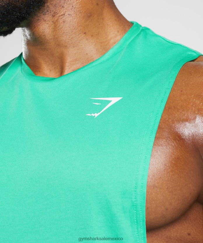 Gymshark reaccionar tanque de brazo abatible verde tropical hombres 04BZTL955 - Gymshark Hombre