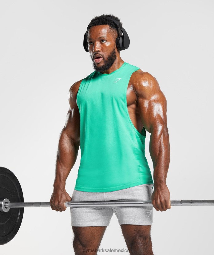 Gymshark reaccionar tanque de brazo abatible verde tropical hombres 04BZTL955 - Gymshark Hombre