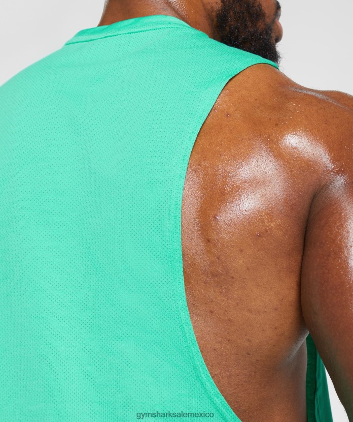 Gymshark reaccionar tanque de brazo abatible verde tropical hombres 04BZTL955 - Gymshark Hombre