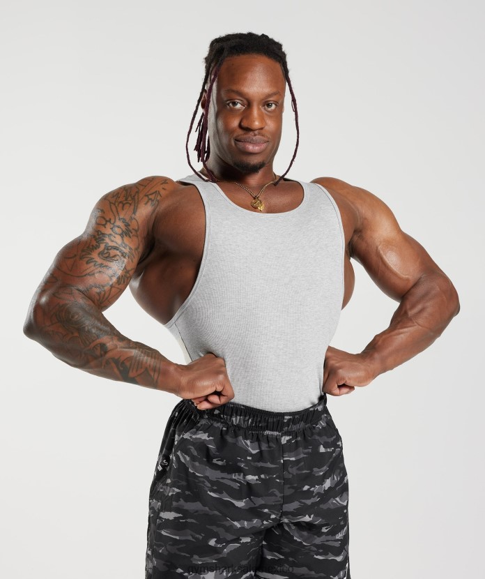 Gymshark tanque acanalado 3 unidades blanco/negro/gris piedra jaspeado hombres 04BZTL908 - Gymshark Sale