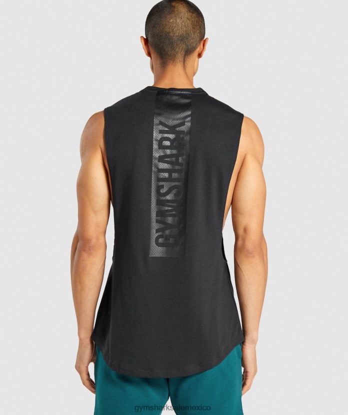 Gymshark tanque con brazo abatible en negrita negro hombres 04BZTL890 - Gymshark Hombre