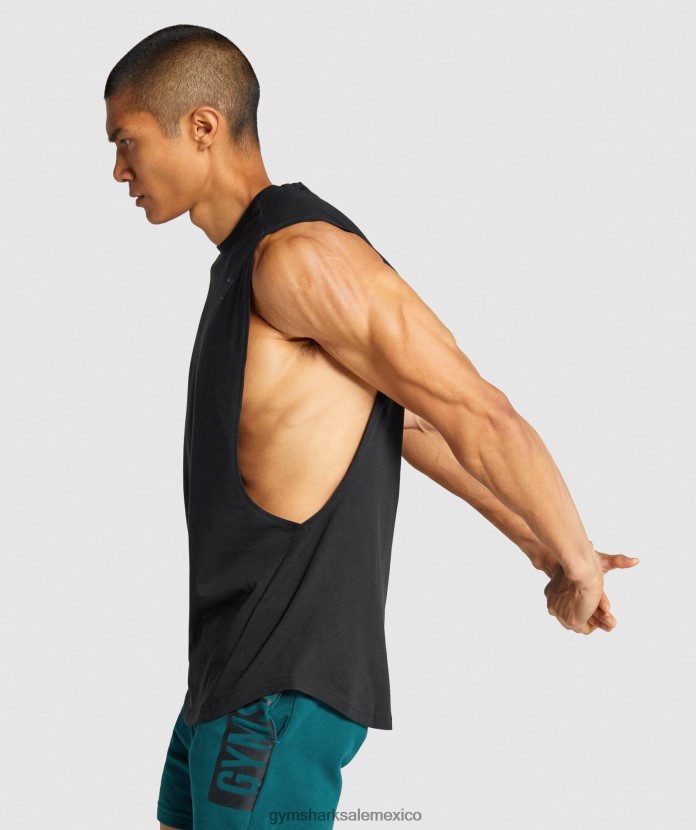 Gymshark tanque con brazo abatible en negrita negro hombres 04BZTL890 - Gymshark Hombre