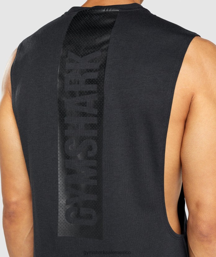 Gymshark tanque con brazo abatible en negrita negro hombres 04BZTL890 - Gymshark Hombre