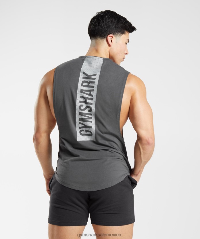 Gymshark tanque con brazo abatible en negrita silueta gris hombres 04BZTL882 - Gymshark Mexico