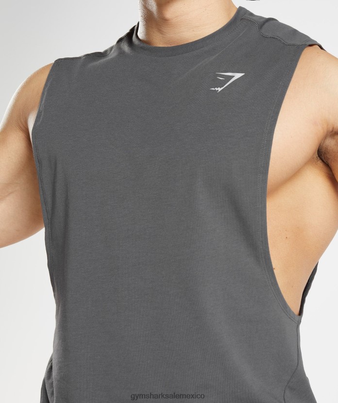 Gymshark tanque con brazo abatible en negrita silueta gris hombres 04BZTL882 - Gymshark Mexico